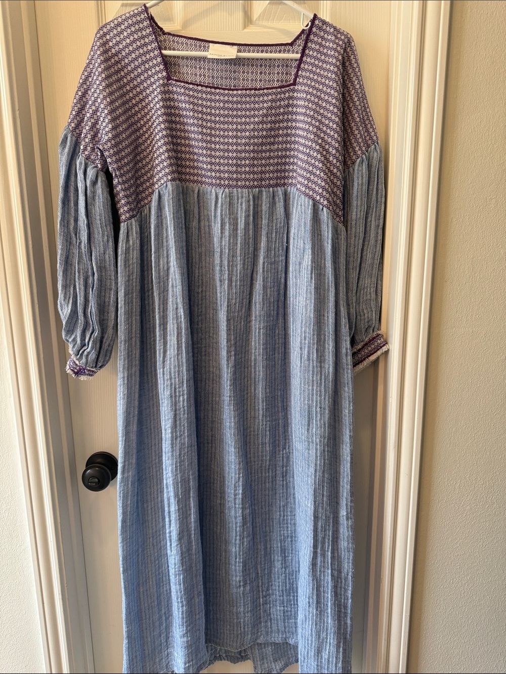 Relaxed Boho Blue and Lavender Midi Dress
